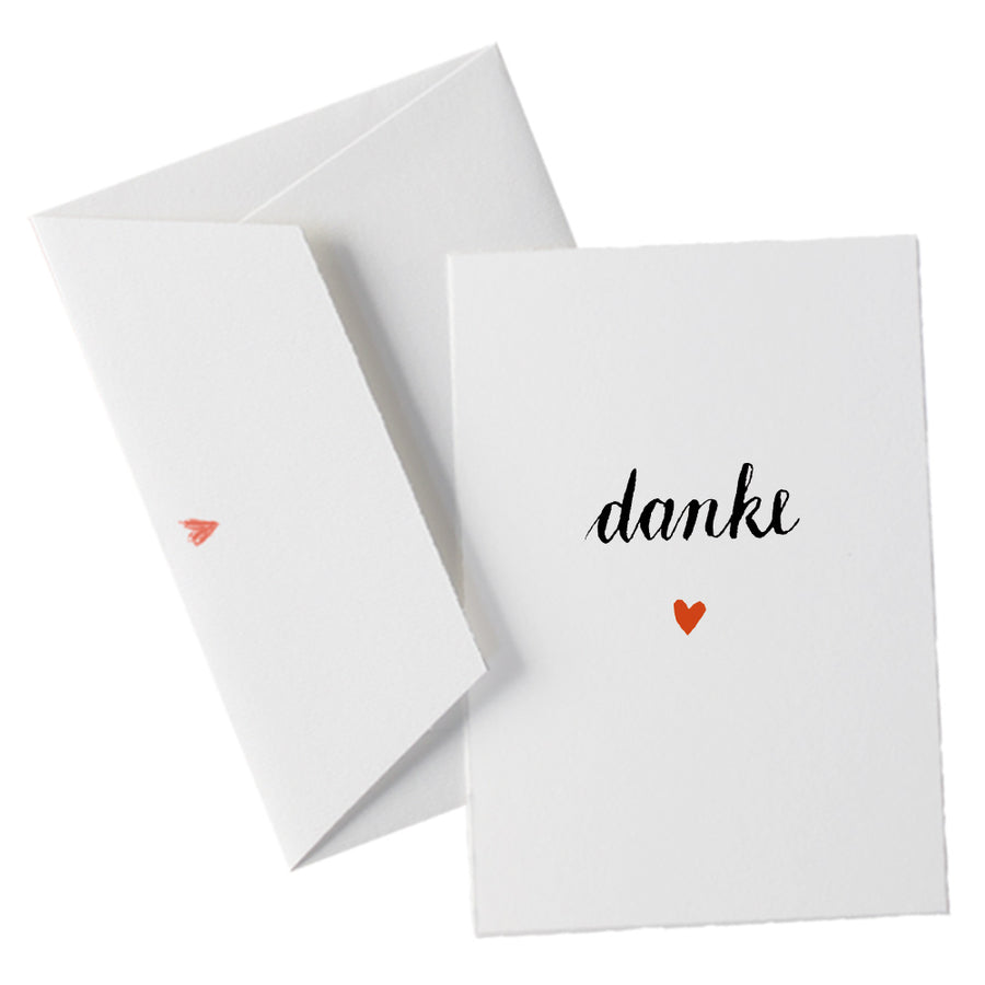 Danksagungskarte - danke - mit Herz | Schwarz Weiß | Büttenkarte mit Büttenumschlag