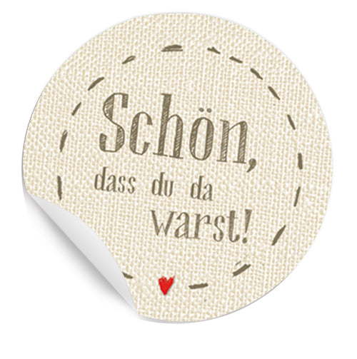 24 Aufkleber: Schön, dass du da warst! - Creme - Vanille Farben, für Gastgeschenke, Tischdeko, etc. auf der Hochzeit