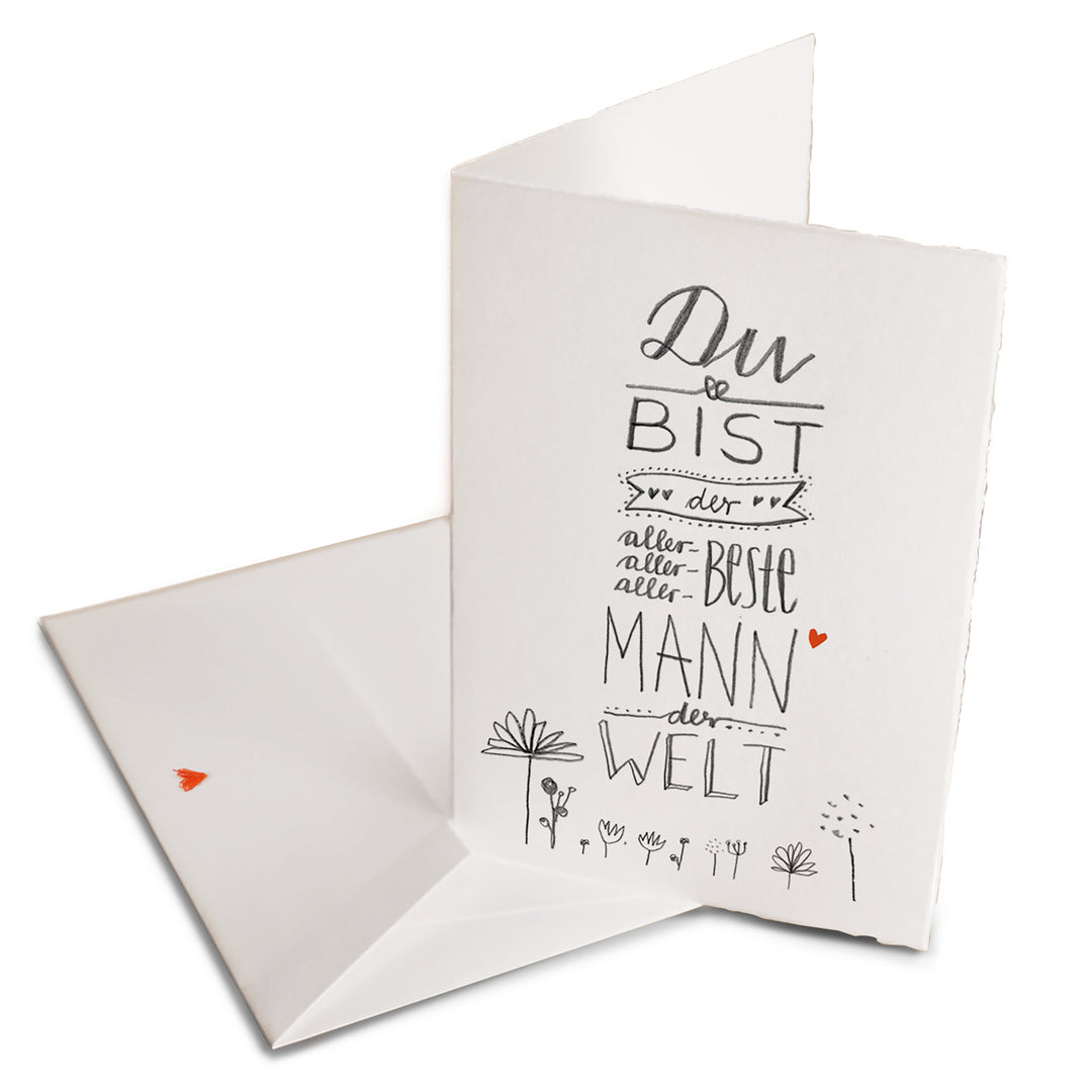 Glückwunschkarte für den besten Mann der Welt - Valentinskarte oder Dankeskarte, Grußkarte zum Valentinstag, Geburtstag, Klappkarte mit Umschlag