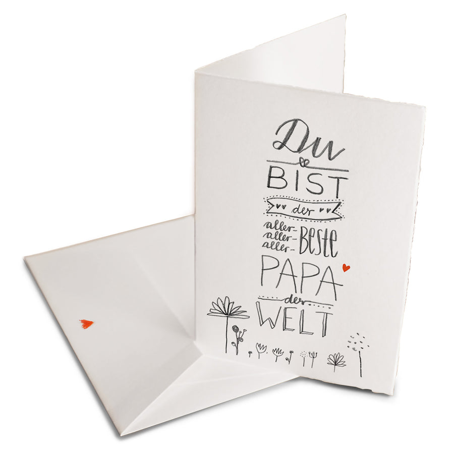 Vatertagskarte für den besten Papa der Welt - Glückwunschkarte oder Dankeschön Grußkarte zum Vatertag & Geburtstag, Klappkarte mit Umschlag