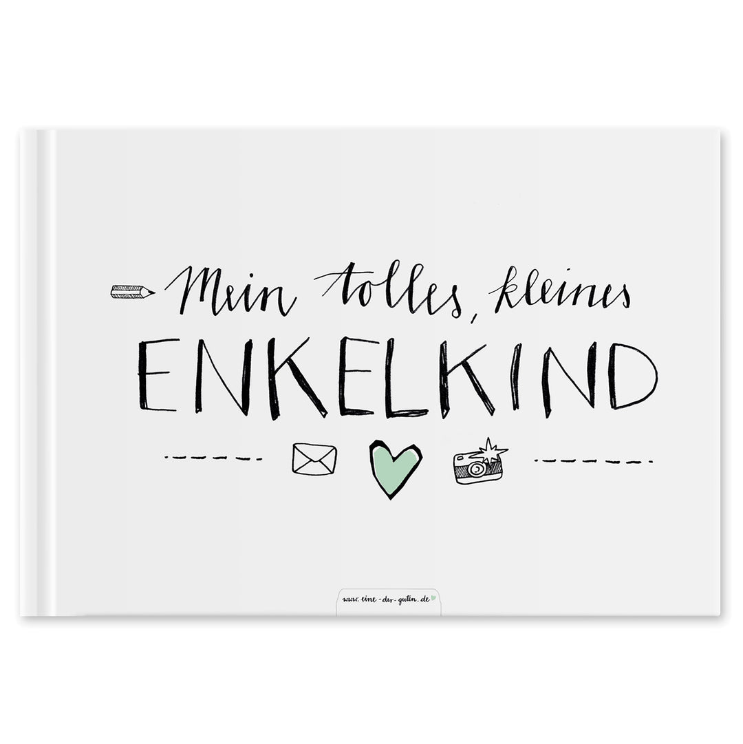 Enkelbuch - Mein tolles, kleines Enkelkind - A5 Babytagebuch und Erinnerungsalbum für Oma und Opa, Hardcover weiß mint, 60 S. Recyclingpapier