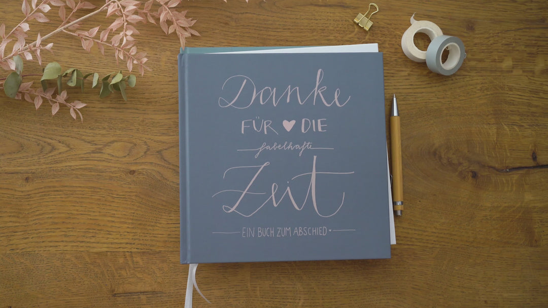 Abschiedsbuch für Kollegen, Lehrer, Freunde - Danke für die fabelhafte Zeit - Abschiedsgeschenk, Blau Rosa, 100 Blanko Seiten, Hardcover, 120g FSC Papier