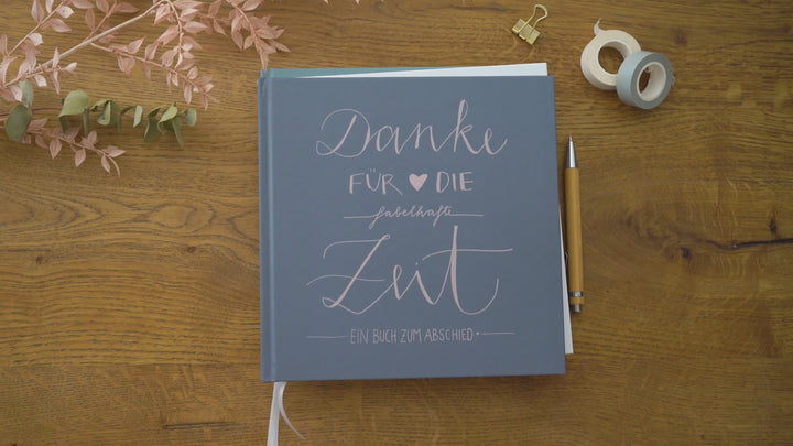 Abschiedsbuch für Kollegen, Lehrer, Freunde - Danke für die fabelhafte Zeit - Abschiedsgeschenk, Blau Rosa, 100 Blanko Seiten, Hardcover, 120g FSC Papier