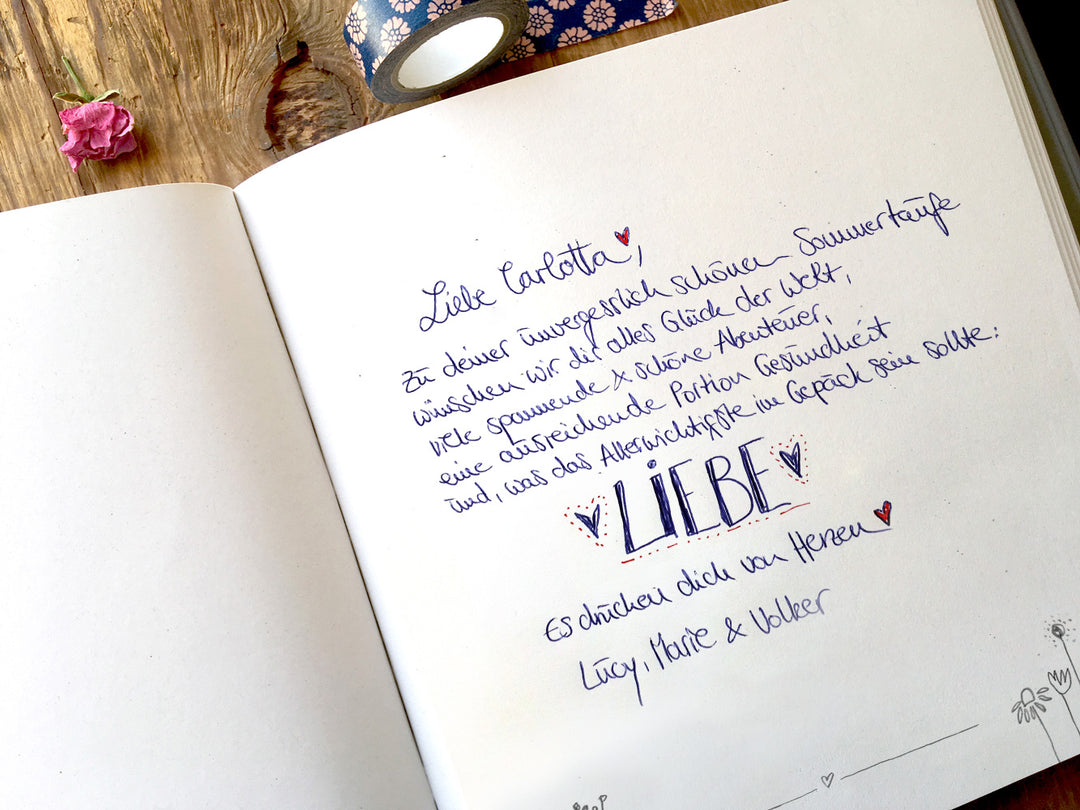 Gästebuch - meine Taufe | weiß mit Blumen | Taufbuch für Tauffeier, Tauffest, als Taufgeschenk | 100 blanko Seiten, Recyclingpapier, Hardcover, 21x21