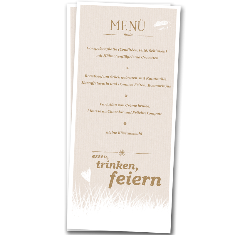 Menükarten für die Hochzeit, Heiraten, creme, inklusive individuellem
