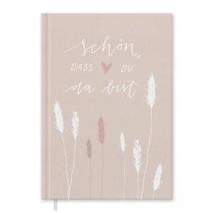 Hochzeitsgästebuch Rosa, florales Handlettering Design, Hardcover Gästebuch