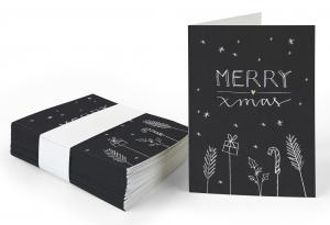 Geschenkanhänger merr X-Mas Schultafel Schwarz Weiß, mini Klappkarten zum beschriften deiner Weihnachtsgeschenke