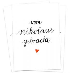 Nikolaus Postkarten im Kalligrafie Handlettering Design, Schwarz Weiß