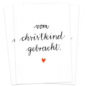 Christkind Postkarten im Kalligrafie Handlettering Design, Schwarz Weiß
