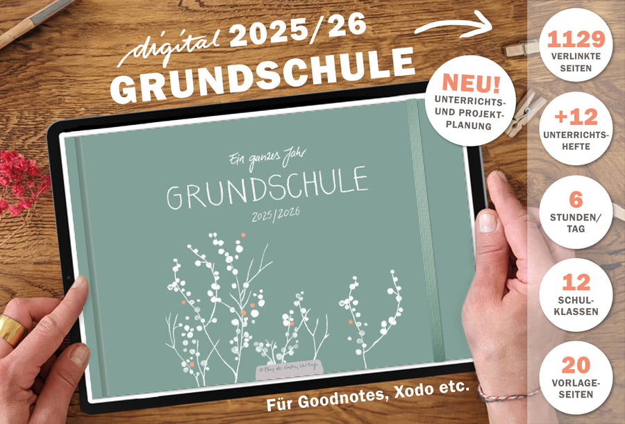 Grundschulplaner digital 2025 2026 | digitaler für Unterrichtsvorbereitung & Planung | Lehrerkalender im Querformat, Schuljahr 2025/26 | Mint