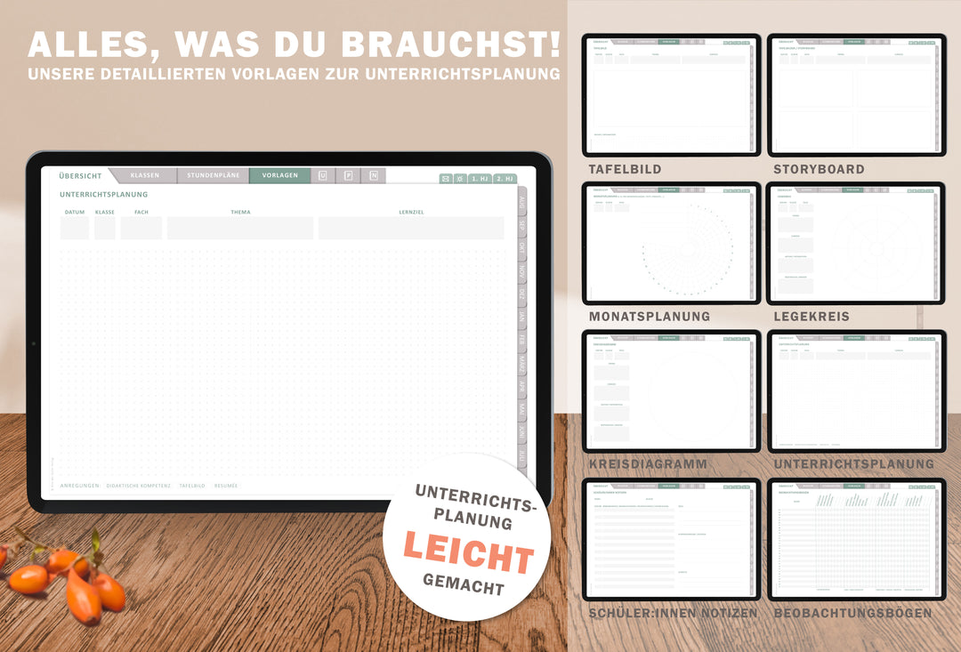 Grundschulplaner digital 2025 2026 | digitaler für Unterrichtsvorbereitung & Planung | Lehrerkalender im Querformat, Schuljahr 2025/26 | mint korall