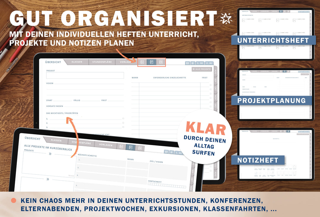 Lehrerkalender digital 2025 2026 | digitaler Lehrerplaner für Unterrichtsvorbereitung & Planung | Schulplaner im Querformat, Schuljahr 2025/26