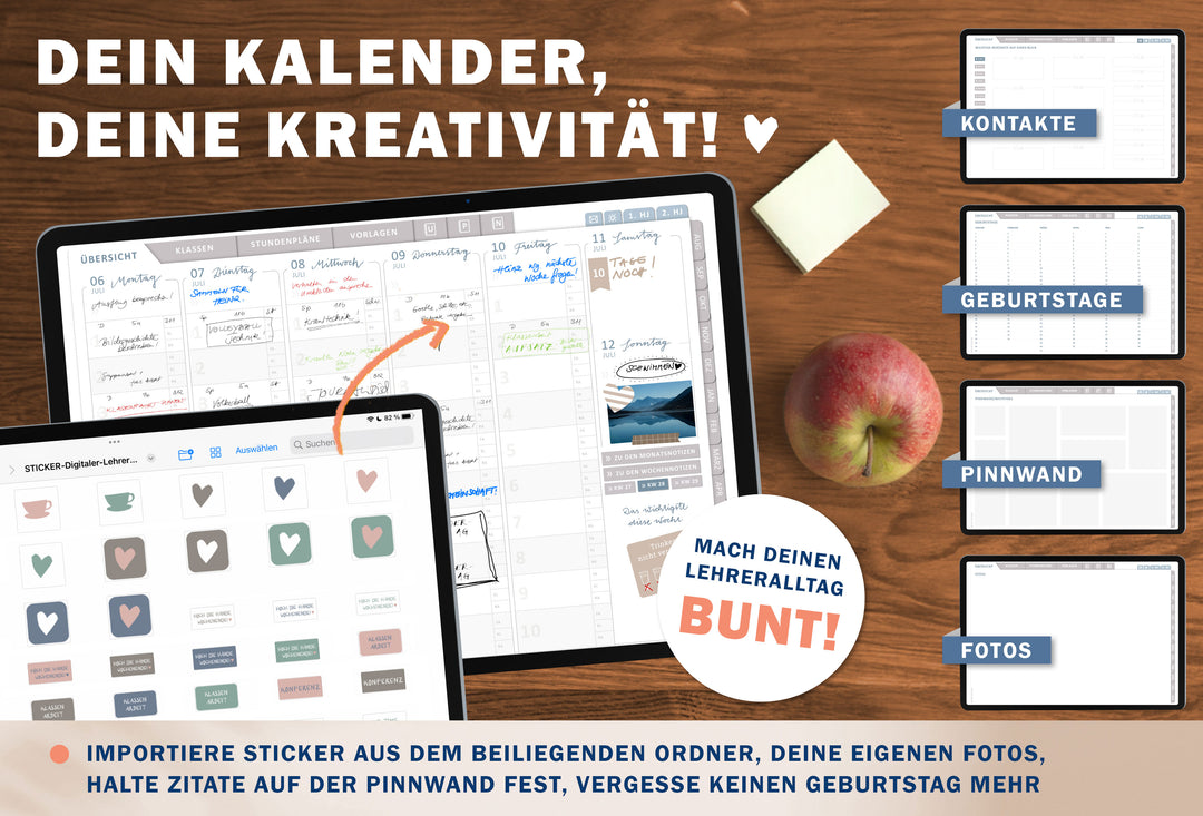 Lehrerkalender digital 2025 2026 | digitaler Lehrerplaner für Unterrichtsvorbereitung & Planung | Schulplaner im Querformat, Schuljahr 2025/26