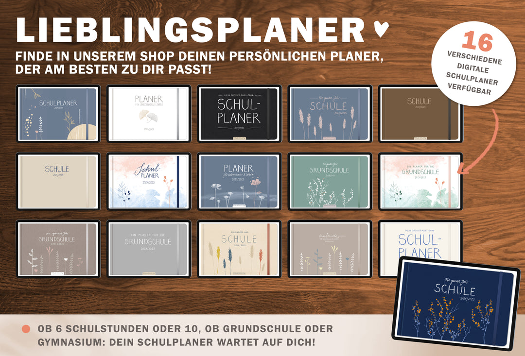 Grundschulplaner digital 2025 2026 | digitaler für Unterrichtsvorbereitung & Planung | Lehrerkalender im Querformat, Schuljahr 2025/26 | mint korall