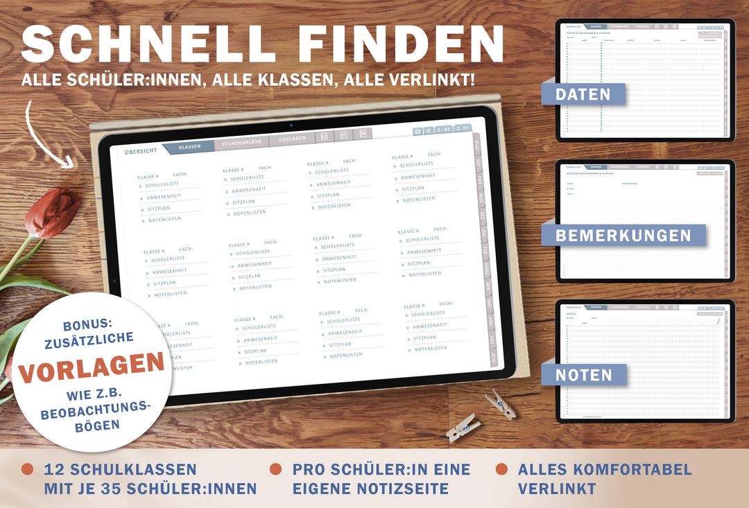 Lehrerkalender digital 2026 2027 Creme Bunt | digitaler Lehrerplaner für Unterrichtsvorbereitung & Planung | Schulplaner im Querformat, Schuljahr 26/27