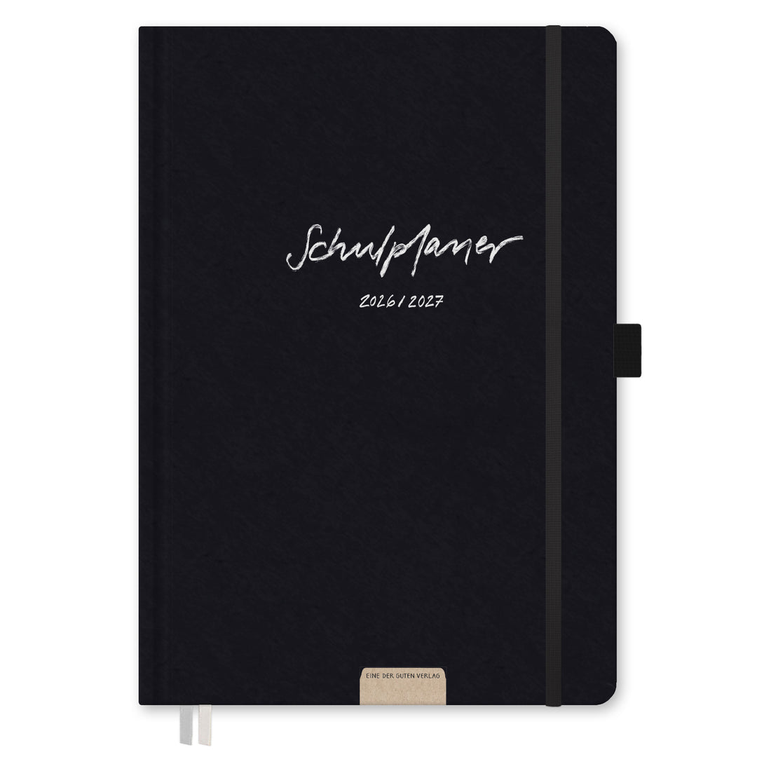 Lehrerkalender 2026 2027 A5+ Hardcover schwarz – nachhaltiger Schulplaner, 4 Seiten pro Woche, 17x24 cm