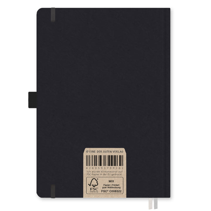 A5+ Lehrerkalender 2026 2027, nachhaltiger 17 x 24 cm Hardcover Lehrerplaner, viel Platz für Notizen, FSC Papier, klimaneutral, schwarz