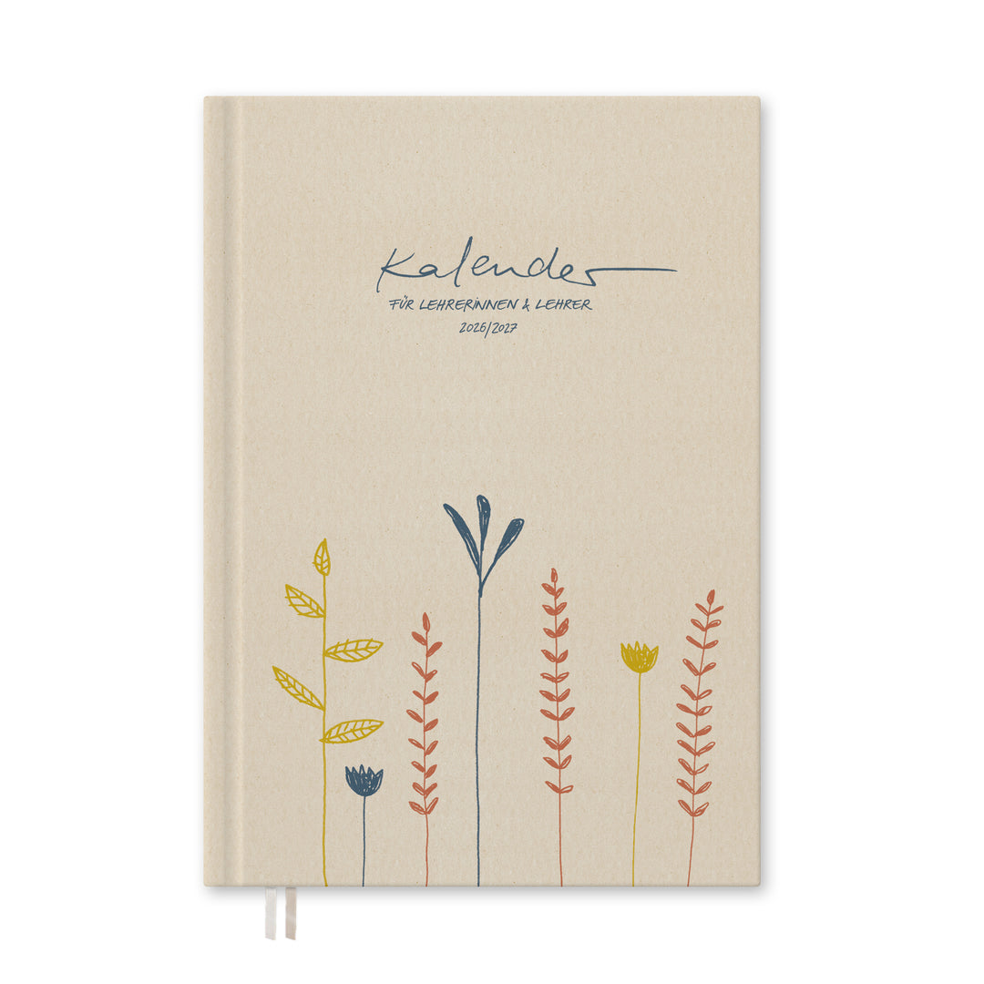 Lehrerkalender 2026 2027 | A4 Lehrer-Planer für Unterrichtsvorbereitung & Schuljahr Planung | 1 Doppelseite pro Woche | klimaneutral, creme mit Blumen