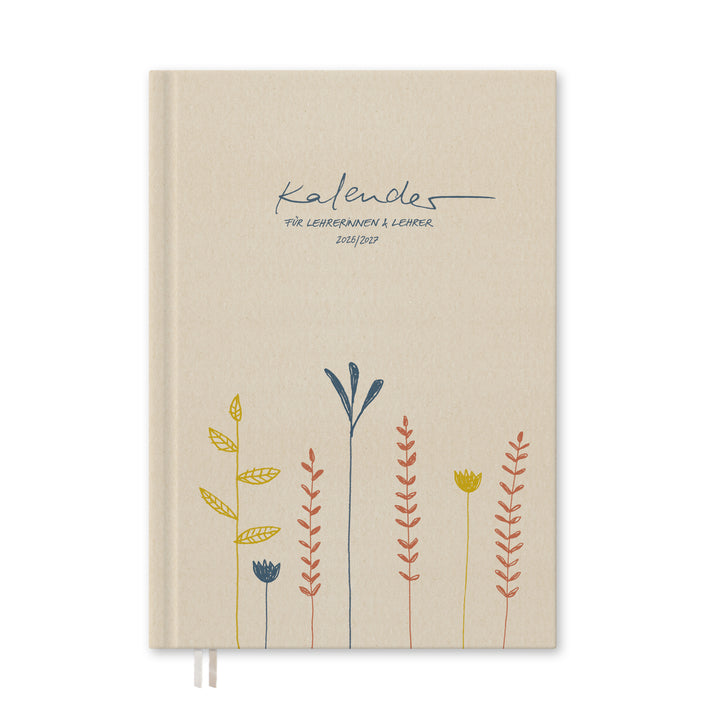 Lehrerkalender 2026 2027 | A4 Lehrer-Planer für Unterrichtsvorbereitung & Schuljahr Planung | 1 Doppelseite pro Woche | klimaneutral, creme mit Blumen