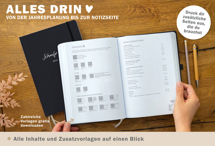 Klassenlisten und Notenlisten im Lehrerkalender schwarz – Platz für 8 Klassen, je 35 Schüler:innen