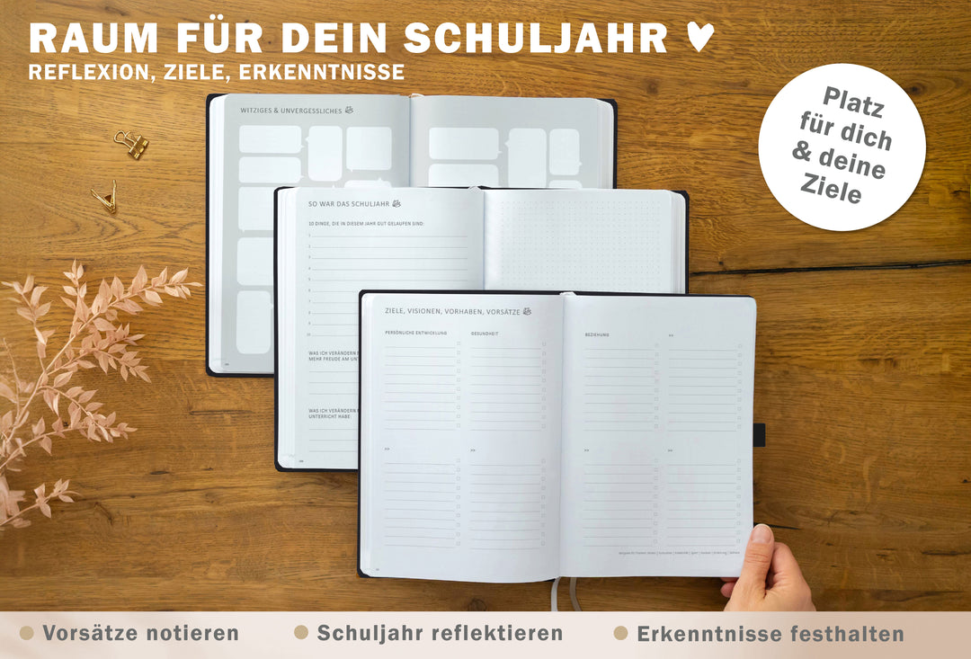 Schulplaner 2026 2027 | 17x24 cm Hardcover Lehrerkalender | für Unterrichtsvorbereitung & Schuljahr Planung | 4 Seiten pro Woche | Schwarz, Tafellook