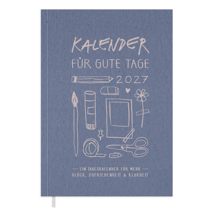 Tagesplaner 2027 A5 Softcover in Blau Rosa mit Kalender für gute Tage, Leseband und nachhaltigem FSC Papier