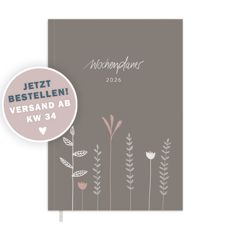 Kalender 2026 beige mit Hilfestellungen für mehr Achtsamkeit