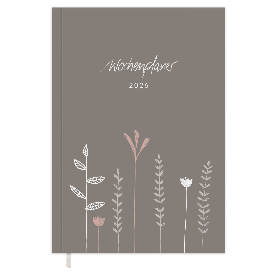 Kalender 2026 beige mit Hilfestellungen für mehr Achtsamkeit