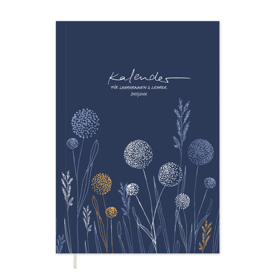 Lehrerkalender 2025 2026 | A5 Lehrerplaner | 2 Seiten pro Woche | kompaktes und flexibles Softcover, klimaneutral, blau weiß orange