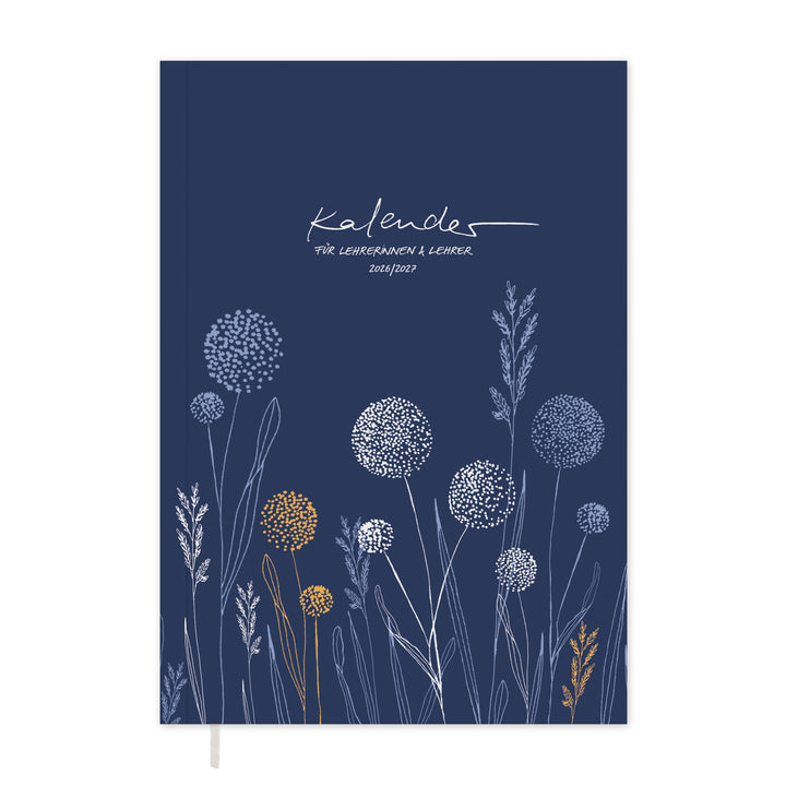 Lehrerkalender 2026 2027 | A5 Lehrerplaner | 2 Seiten pro Woche | kompaktes und flexibles Softcover, klimaneutral, blau weiß orange