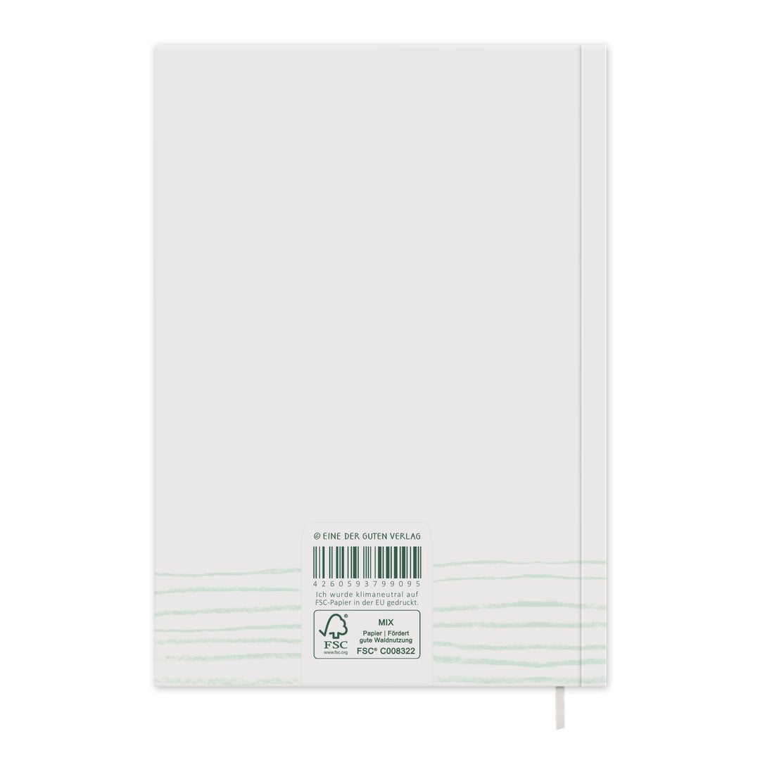 Rückseite des A5 Softcover-Lehrerkalenders mit Barcode-Label und FSC-MIX-Siegel; Text „klimaneutral auf FSC-Papier in der EU gedruckt“ sichtbar