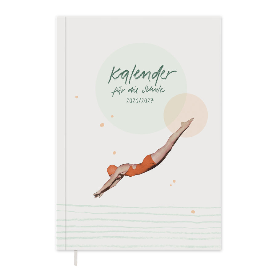 Lehrerkalender 2026 2027 | A5 Lehrerplaner | 2 Seiten pro Woche | kompaktes und flexibles Softcover, klimaneutral, creme mint orange