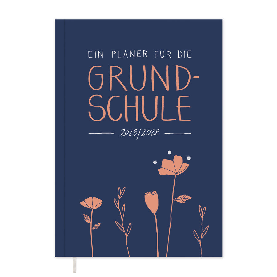 Lehrerkalender 2025 2026 | A4 Grundschulplaner Softcover für Schuljahr Planung | 1 Doppelseite pro Woche | klimaneutral, blau rosa
