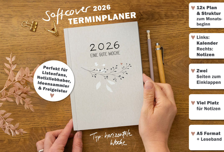 Terminkalender 2026 als Hausaufgabenheft oder Schülerkalender verwendbar