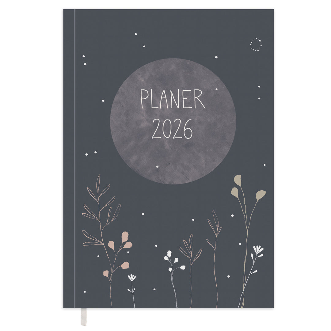 Kalender 2026 blau mit Hilfestellungen für mehr Achtsamkeit