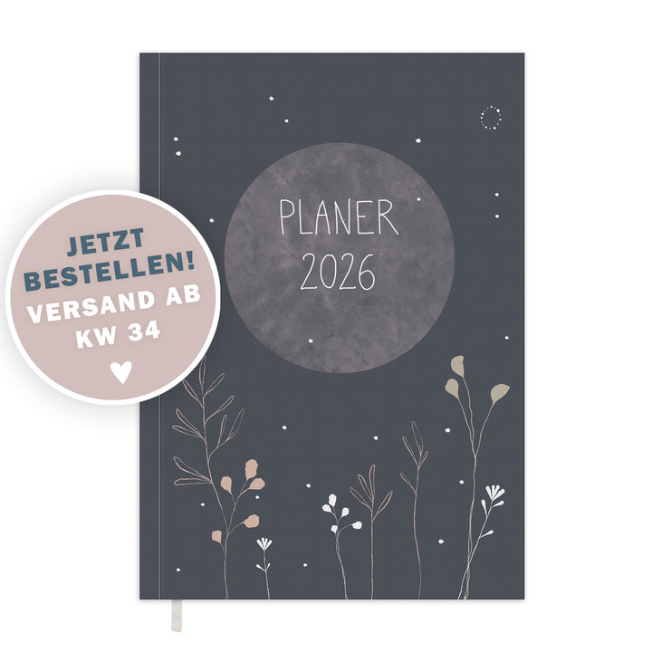 Kalender 2026 blau mit Hilfestellungen für mehr Achtsamkeit