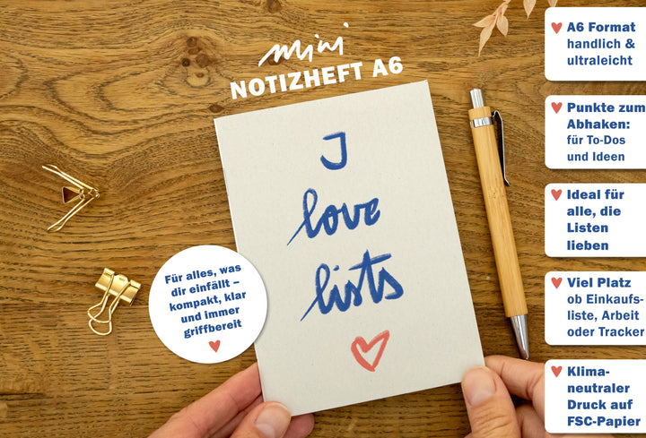 A6 Notizheft Recyclingpapier für Alltag Organisation