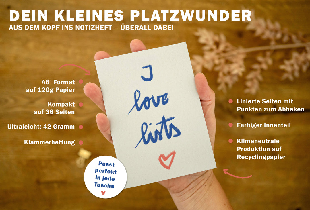 Pocket Notizheft A6 für Schule Studium mit Listen zum Abhaken