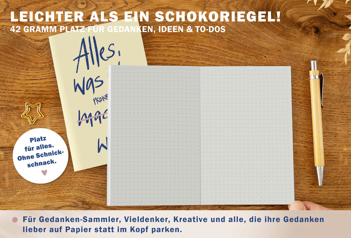 Notizheft A6 Innenseiten Punktraster Punkte Blau Gelb