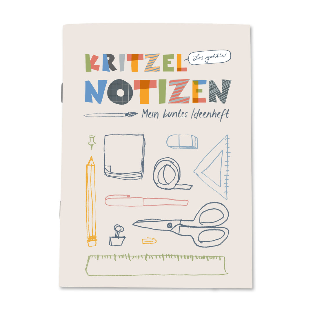 Notizheft für Kinder A5 mit buntem Cover und handgezeichneten Motiven