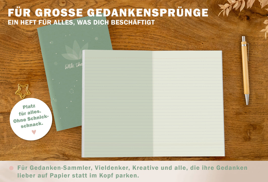 Innenansicht: liniertes A5 Notizheft mit farbigem Innenteil