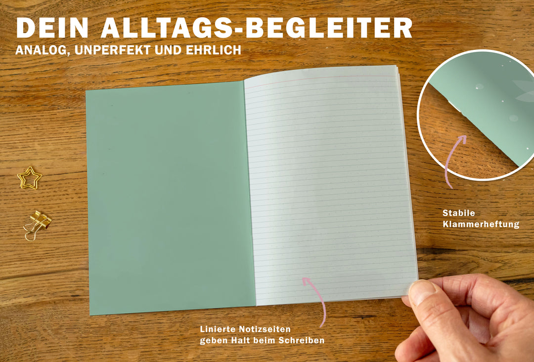 Klammergeheftetes Notizheft A5 für Journaling, Alltag und Ideen