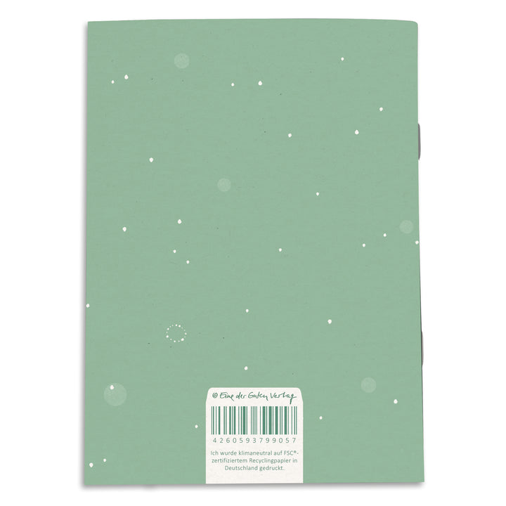 Grünes A5 Heft „little thoughts“ mit 120 g Recyclingpapier für Tagebuch Notizen