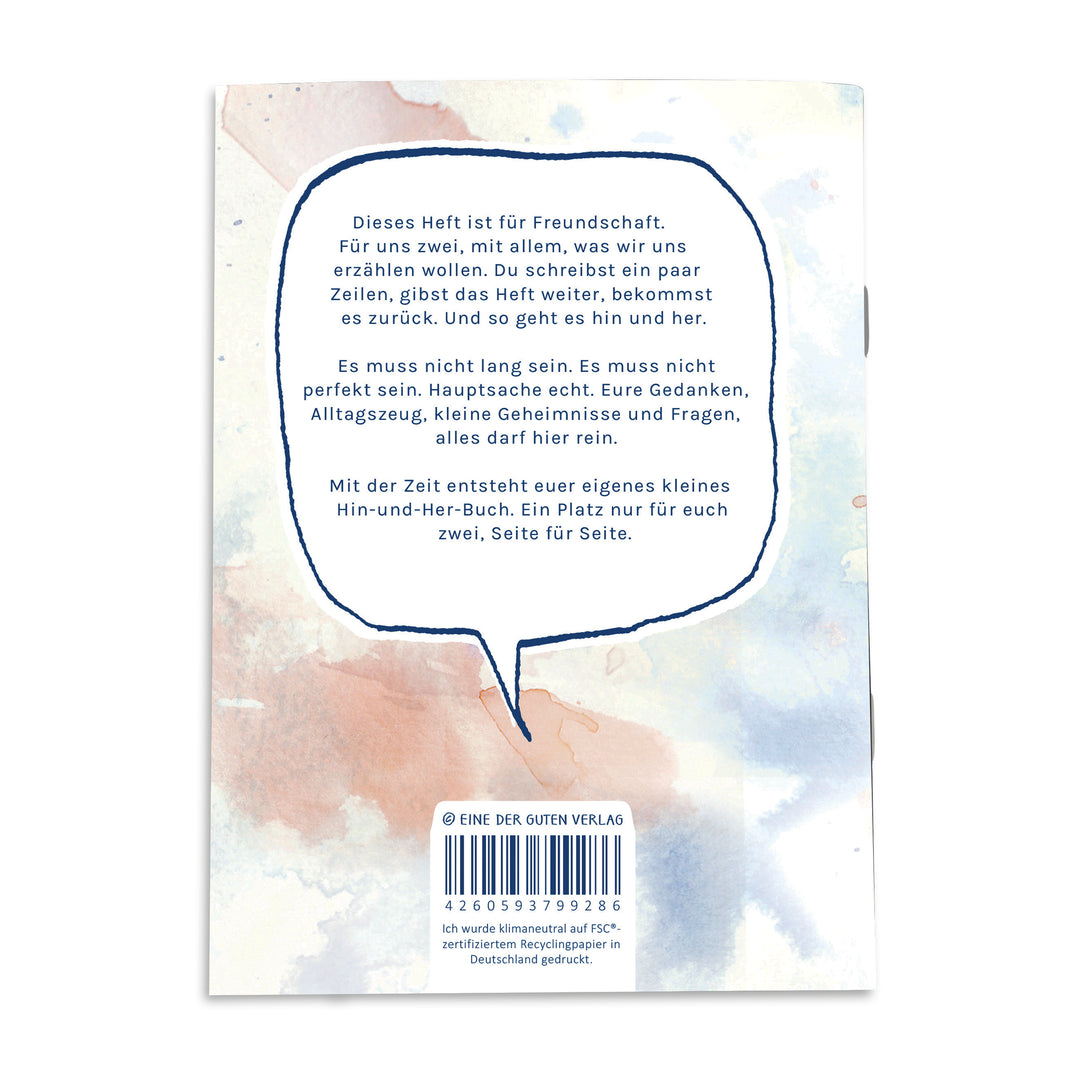 Stabile Klammerheftung des A5 Pingponghefts – nachhaltiges Freundschaftsbuch auf 120g FSC® Recyclingpapier, klimaneutral produziert