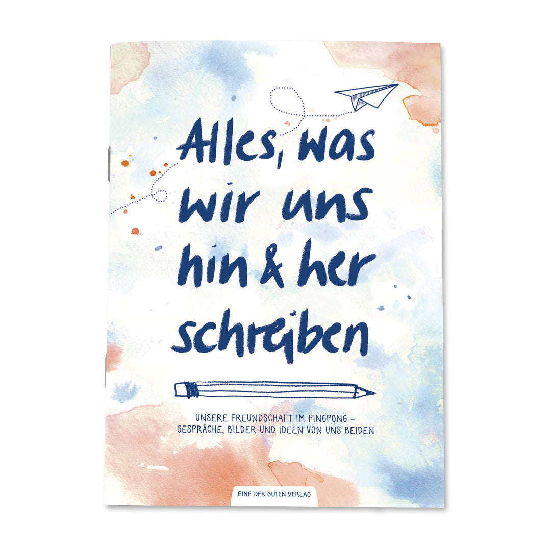 A5 Pingpongheft – Nachhaltiges Freundebuch zum Hin- und Herschreiben, modernes Briefbuch für 2, FSC® Recyclingpapier, Aquarell Cover