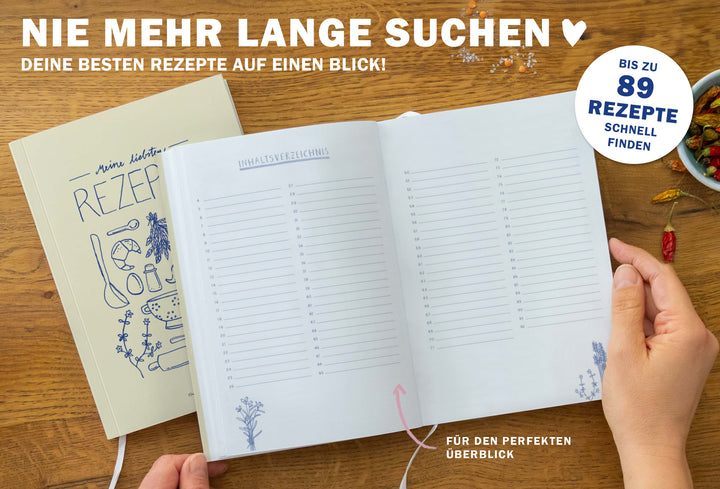 Rezeptbuch A5 zum Selberschreiben - Meine liebsten Rezepte | DIY Kochbuch, Backbuch, Geschenkidee | Gelb Blau Rosa Küchen Design, FSC Papier, Softcover