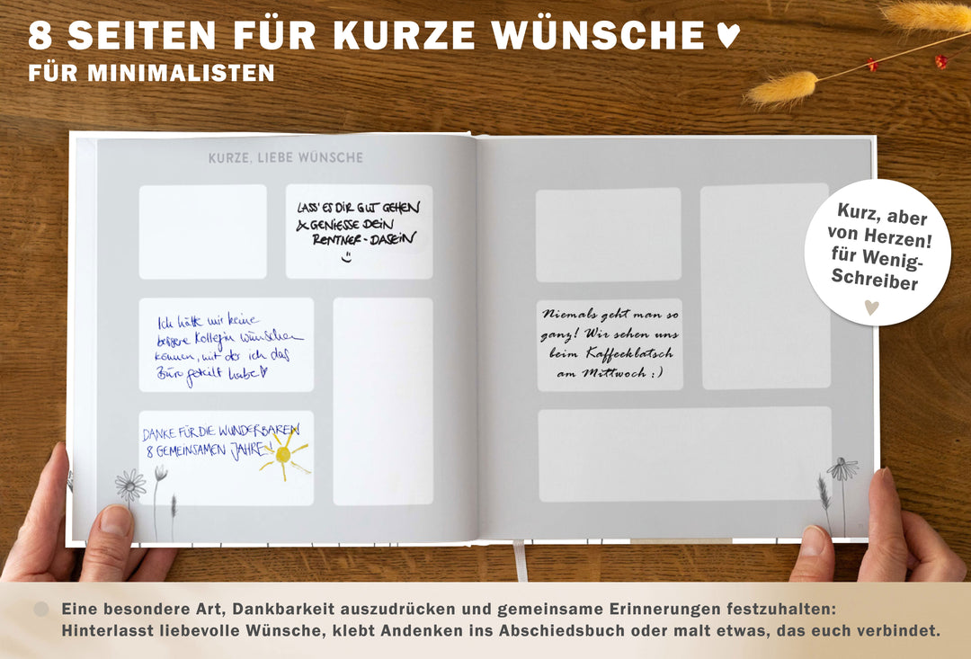 Abschiedsbuch für Kollegen, Lehrer, Freunde - Es war schön mit dir! - Abschiedsgeschenk, weiß grau, 92 blanko Seiten, Hardcover, 120g FSC Papier