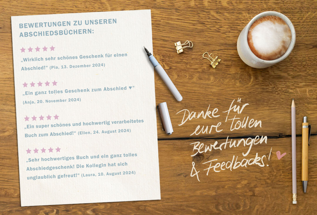 Abschiedsbuch für Kollegen, Lehrer, Freunde - Danke für die fabelhafte Zeit - Abschiedsgeschenk, Blau Grau, 100 Blanko Seiten, Hardcover, 120g FSC Papier