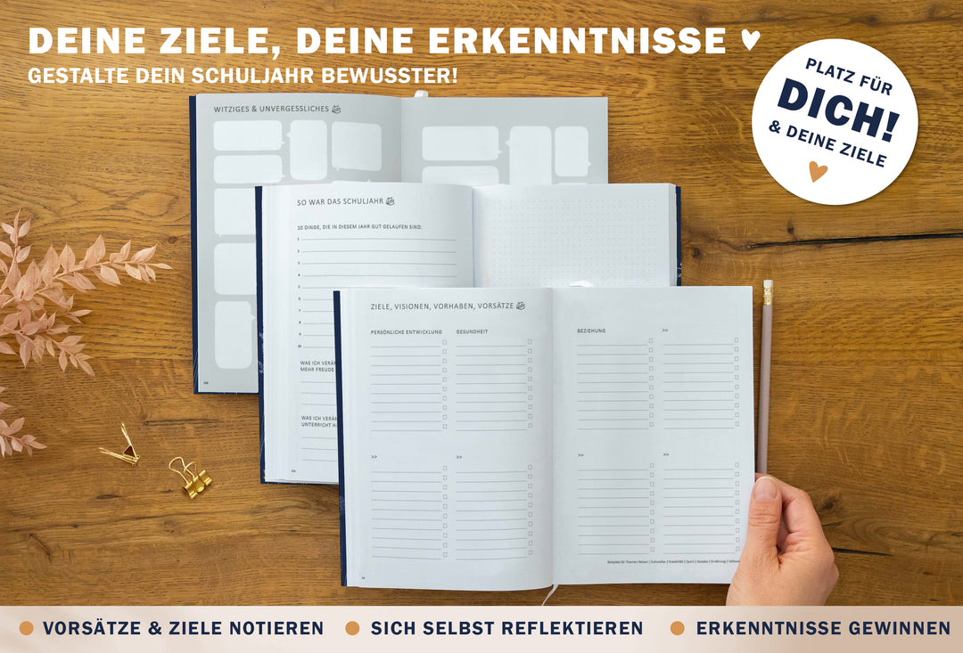 Lehrerkalender 2025 2026 | A5 Lehrerplaner | 2 Seiten pro Woche | kompaktes und flexibles Softcover, klimaneutral, blau weiß orange