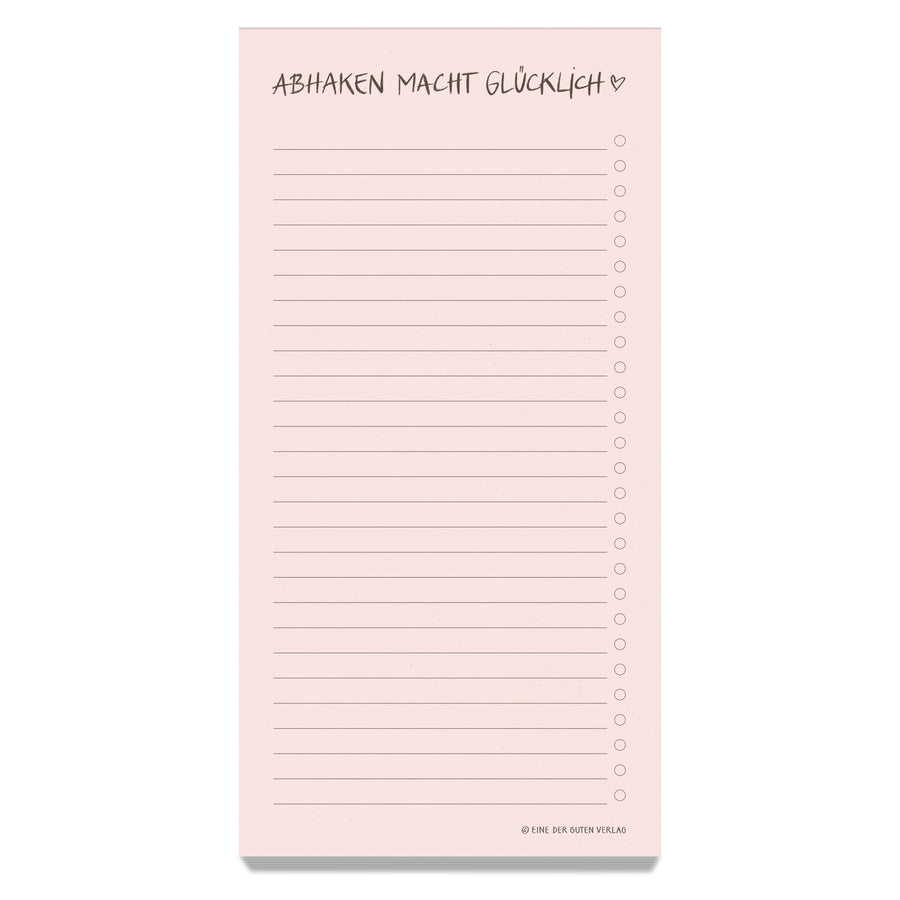 Rosa To-do-Abreißblock DIN lang mit Linien und Kreisen zum Abhaken